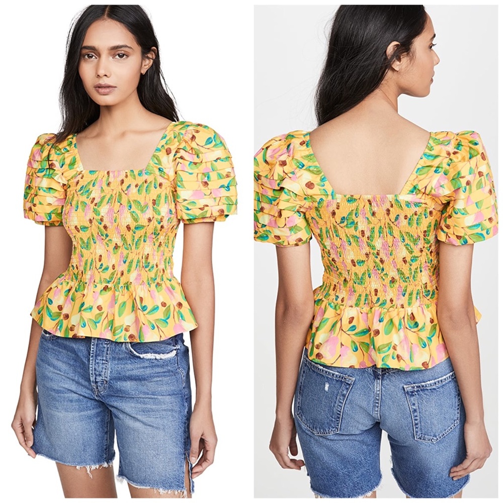 FARM Rio Mini Cashew Smocked Top Size XS